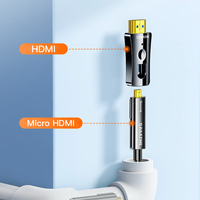 SAMZHE Zinklegierung Glasfaser HDMI-Kabel 4K/60Hz HDMI + Micro HDMI 2-in-1 Endgetrennt Wanddurchführungs-Fertigkabel HD-Kabel