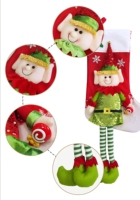 Chaussettes de Noël de qualité supérieure pour garçons et filles, en forme d'elfe, rayées, 3D, avec longues jambes, pour décorations suspendues et cadeaux