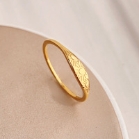 18K Vergoldeter Edelstahlring mit Sonnengravur, Wasserdicht, Anlaufgeschützt, Himmelsmotiv, Schmaler Bandring, PVD-Gold Stapelbarer Schmuck