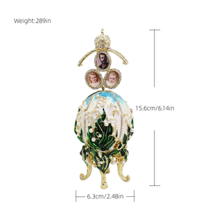 SHINNYGIFTS Cadre photo familial 3D en métal plaqué or, motif muguet, orné <span class=keywords><strong>de</strong></span> strass et perles peintes à la main, œuf <span class=keywords><strong>de</strong></span> Pâques décoratif pour la maison - Product Image 3