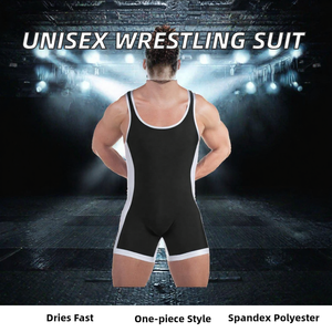 Mens Wrestling Singlet Close Fit One Piece Martial Arts <b>Romper</b> Breathable Sports Training Wear Stretch Athletic Uniform Gear Set - Product Image 2