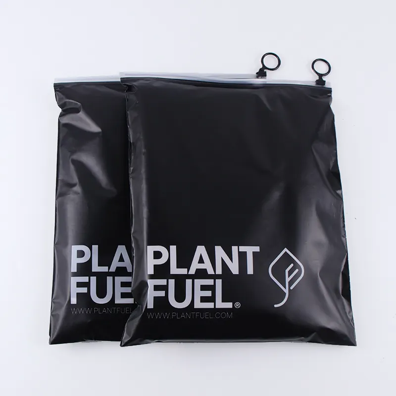 環境にやさしいカスタムフロストPE/CPE/PLAジップロックバッグ、独自のロゴが印刷された包装袋衣類ビニール袋