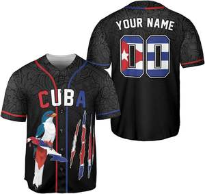 Sublimation Cuba Baseball Jersey Shirt, Cuba Flag Jersey, Cuban Jersey pour homme et femme, Cuba USA Flag T Shirt - Product Image 6