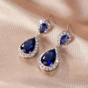 Boucles d'oreilles en cristal laqué plaqué or 18 carats, en forme de goutte d'eau, bijoux de mariage pour femmes, Style de luxe - Product Image 5