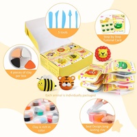 Kit tanah liat kering udara anak-anak pemodelan tanah liat ajaib Ultra ringan & lembut 12 kotak DIY Set Model hewan tanah liat dengan alat pahat & tutorial