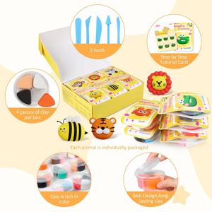 Kit d'argile sèche <span class=keywords><strong>à</strong></span> l'air pour enfants <span class=keywords><strong>pâte</strong></span> <span class=keywords><strong>à</strong></span> <span class=keywords><strong>modeler</strong></span> magique ultra légère et douce 12 boîtes ensemble d'argile modèle animal bricolage avec outils de sculpture et tutoriels - Product Image 4