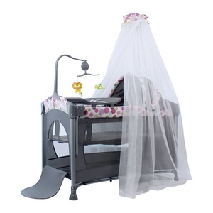 Lit bébé moderne en métal de haute qualité, attachable au grand lit, multifonctionnel, portable, pliable, berceau de chevet pour nouveau-nés, moustiquaire - Product Image 3