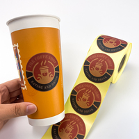 Rollo de Etiquetas Kraft Autoadhesivas Impermeables Personalizadas para Bebidas, Café, Zumo, Leche, Té, Etiquetas para Vasos, Adhesivos