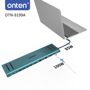 محطة إرساء متعددة الوظائف من الألومنيوم Onten 13 في 1 مع منافذ <span class=keywords><strong>USB</strong></span> <span class=keywords><strong>3.0</strong></span> وشحن PD ومنفذ RJ45 جيجابت ومنافذ <span class=keywords><strong>USB</strong></span> لأجهزة الكمبيوتر المحمول - Product Image 2