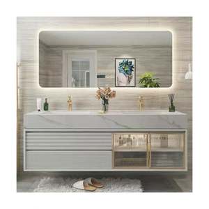 YALIG Custom Wash Basin Modern Bath Set Organizer Floating <b>Cabinet</b> with Sink Makeup <b>Bathroom</b> Vanities Floating Vanity - Product Image 1