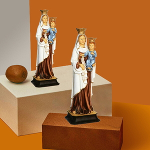 Estatua de la Virgen de Lourdes de Nôtre-Dame de Mont Carmel, en Venta, Navidad, Año Nuevo, Artesanía Religiosa Hecha a Mano, Pintada a Mano, de Resina - Product Image 4