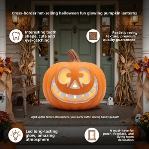 Decoración de escaparate de Halloween estilo europeo: Calabaza grande hueca con linterna luminosa, degradado multicolor, portátil - Product Image 2