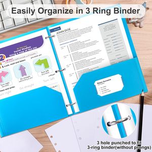 Thư mục bỏ túi, thư mục, cho <span class=keywords><strong>3</strong></span> Vòng chất kết dính, kích thước thư A4, cho đồ dùng văn phòng trường học. - Product Image 5