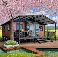 Conteneur préfabriqué avec cuisine, unité d'habitation préfabriquée, chalet de montagne portable avec terrasse extensible