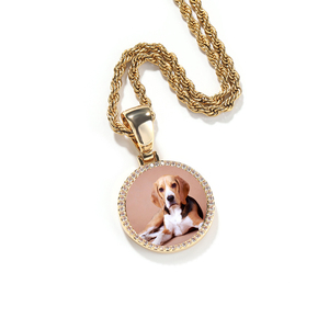 Collana Personalizzata con Foto e Diamanti <span class=keywords><strong>per</strong></span> Donne e Ragazze, in Acciaio Inossidabile Placcato Oro, Ciondolo Piccolo da 25mm - Product Image 4