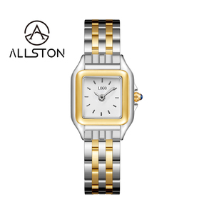 Montre carrée vintage Allston ASN-<span class=keywords><strong>56</strong></span> pour femme, en acier inoxydable doré, avec cadran léopard, mouvement à quartz, chiffres romains minimalistes - Product Image 6