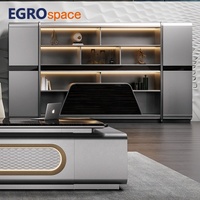 Meuble de bureau commercial EGROspace : Armoire de rangement exécutive en bois avec tiroirs verrouillables et portes pour dossiers