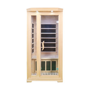 Mini sauna intérieur pour 1 personne avec faible EMF, construction en bois de pruche massif, vapeur sèche, adapté aux appartements - Product Image 1