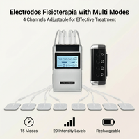 Appareil TENS rechargeable pour soulager la sciatique chronique, 15 modes multiples, 4 canaux, électrodes auto-adhésives, soulagement de la douleur