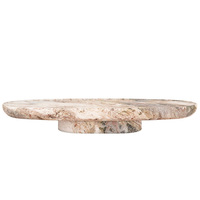 Table basse en marbre de breccia naturel, dalle ovale épaisse, sur piétement unique, pour salon, maison de rêve