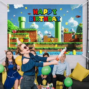 Striscione Decorativo per Festa di <span class=keywords><strong>Compleanno</strong></span> a Tema Super Bros, Sfondo Riutilizzabile 5x3ft per Decorazione Murale e Foto - Product Image 3