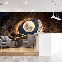 Wallpaper 8D Tiga Dimensi Permukaan Bulan Cekung-Cembung Kain Tanpa Sambungan Tahan Air Perekat Diri dengan Sentuhan Embos Vintage
