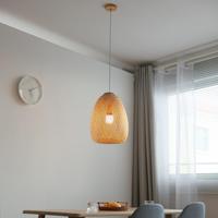 Lampe suspendue moderne en fer et rotin tressé à la main, hauteur réglable, avec LED 3500K blanc chaud pour salle à manger (vente en gros)