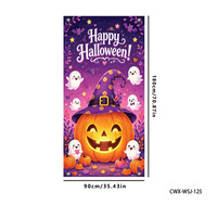 Bannière suspendue personnalisable pour porte d'entrée, décoration intérieure et extérieure, thème Halloween : Citrouille et Chat Noir