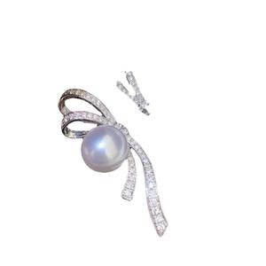 ตัวเรือนเงินแท้ S925 สำหรับทำเครื่องประดับมุก DIY พร้อมฐานและโบว์สำหรับลูกปัดกลมขนาด 7-9 มม. รุ่น 20859 ต่างหูเพชร - Product Image 4