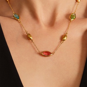 Collier en verre translucide à facettes multiples, design personnalisé, style élégant et luxueux, acier inoxydable - Product Image 3