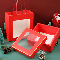 Bolsa de regalo con logotipo personalizado, varios estilos, impresión en papel recubierto, bolsa de papel de Navidad con ventanas transparentes