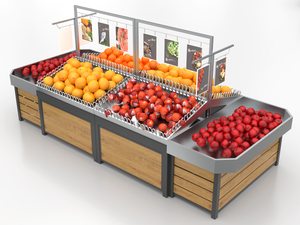 Heavy-Duty Single-Sided Supermarket Rack <b>Commercial</b> Steel Flat Back <b>Panel</b> with <b>Light</b> Box for Vegetable Display - Product Image 6