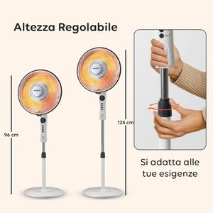 Chauffage oscillant à télécommande avec minuterie Carbon Element 550/1100W avec piédestal pour un chauffage domestique rapide à faible puissance - Product Image 4