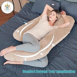 Almohada de Maternidad Rectangular Suave de Espuma Viscoelástica con Funda Extraíble, para Cuerpo Completo, para Adultos, Imprescindible para el Sueño Durante el <span class=keywords><strong>Embarazo</strong></span>, Jumbo de 57 Pulgadas, Marrón - Product Image 3