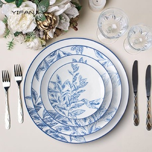 Fresh Blue Flower Decal Dinner Plate Ceramic <b>Dinnerware</b> Bone China Salad Dish Wedding Decor Charger Plate Dishwasher Available - Product Image 6