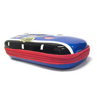 Trousse à crayons en forme de bus de dessin animé pour enfants, pochette de rangement pour papeterie à coque rigide 3D avec fermeture éclair, 22,5 x 8,8 x 3,8 cm pour garçons