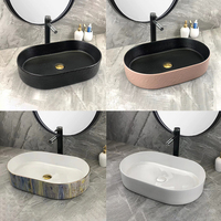 Lavabo de salle de bain ovale en céramique fait main, design unique, lavabo de luxe sur plan de travail