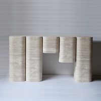 Table console moderne en travertin à niveaux, style nordique, pour la décoration intérieure