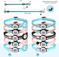 Hersteller OEM ODM Individuelles Logo Luxus Bedrucktes Nylon-Gewebe Weiches Verstellbares Haustier-Halsband für Katzen und Hunde mit QR-Code
