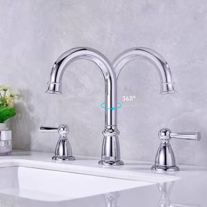 Robinet de lavabo en laiton chromé à double levier, 3 trous, finition nickel PVD, vente en gros - Product Image 5