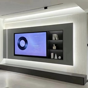 Mobile TV Moderno con Griglia Effetto Pietra, Pannello TV e Armadietti Personalizzabili per Arredamento Soggiorno - Product Image 2