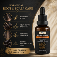 Sérum capillaire en gros OEM sous marque privée au gingembre, romarin et huile de ricin pour nourrir les racines des cheveux et soigner les cheveux clairsemés et le cuir chevelu sec