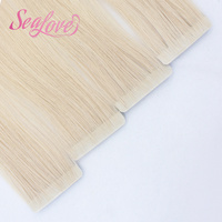 Extensions de cheveux à bandes adhésives injectées, double épaisseur, Remy, européennes, invisibles