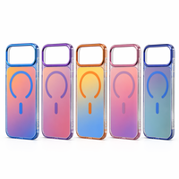 Coque de téléphone magnétique transparente à dégradé coloré, protection antichoc avec protection de l'appareil photo surélevée pour iPhone 18 Pro 18 Pro Max