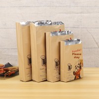 Sac d'emballage alimentaire en papier d'aluminium et feuille d'aluminium, résistant à l'huile, isolé, imperméable, à fond plat, pour barbecue et plats à emporter