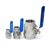 Vanne à boisseau sphérique filetée en acier inoxydable 304 pour le contrôle de la trajectoire de flux, pour conduites de milieux acides, fourniture industrielle, vente en gros, OEM