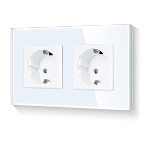 European Standard Wall <b>Socket</b> 16A 250V Double Outlet Tamper Resistant <b>With</b> Tempered Glass Panel For Home Use - Product Image 2