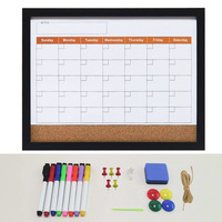 Cadre magnétique double face en bois Calendrier suspendu Tableau blanc Corkboard Combination Board