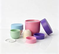 En stock – Pots en plastique PP pour beurre corporel et gommage, 150ML/200ML/250ML/300ML, vert, jaune, rose, avec logo personnalisé, pour crème pour bébé