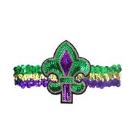 PartyDots Brassard et bandeau à plumes à paillettes tricolores Accessoires de Mardi Gras à la mode de la Nouvelle-Orléans pour les décorations de fête